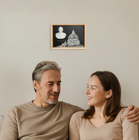 Quadro decorativo Vaticano com Busto em 3D