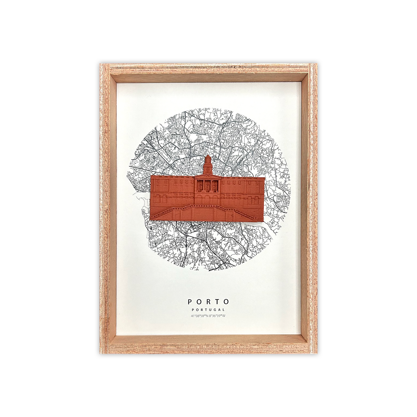 Quadro Decorativo — Mapa do Porto com Peça 3D