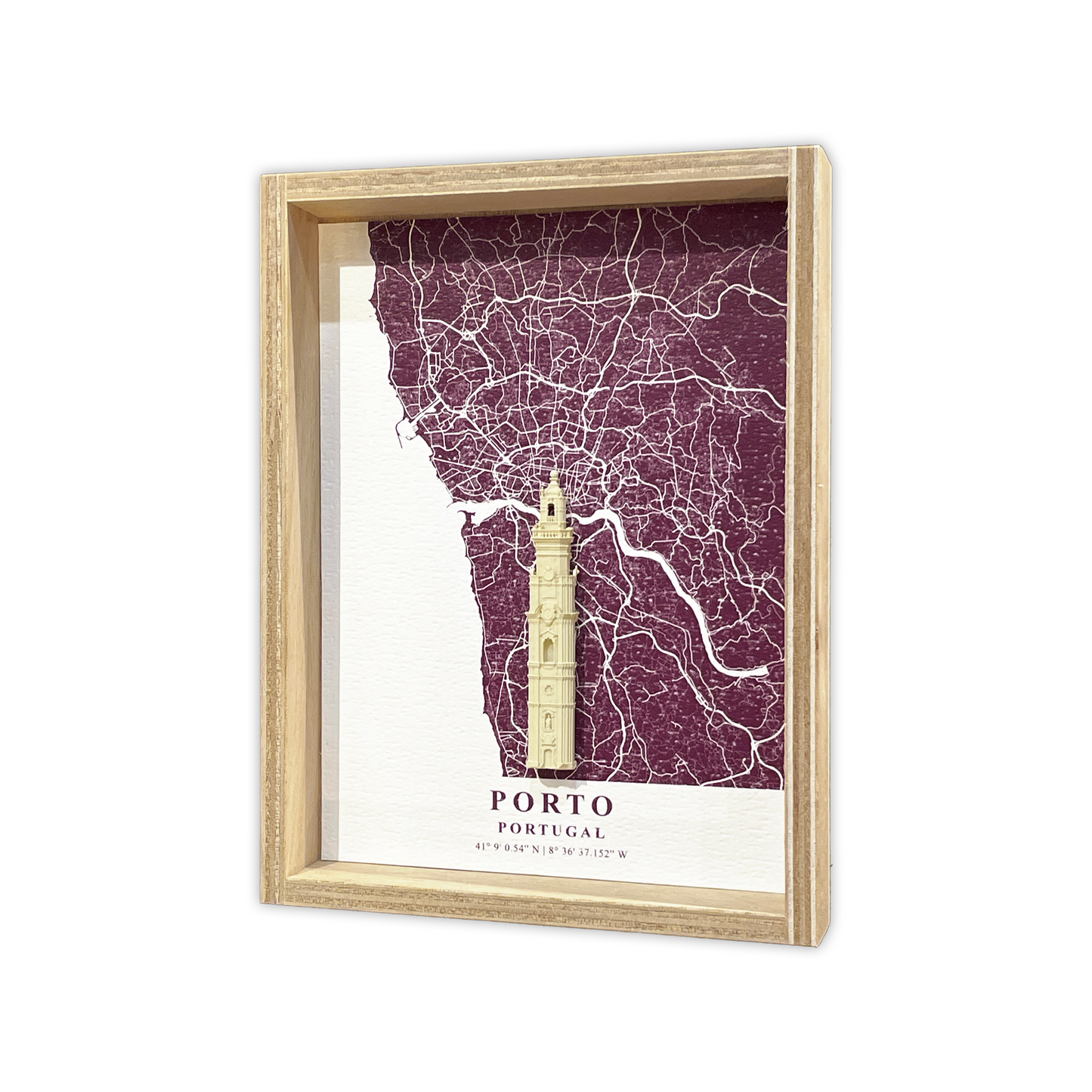 Quadro Decorativo — Mapa do Porto com Peça 3D