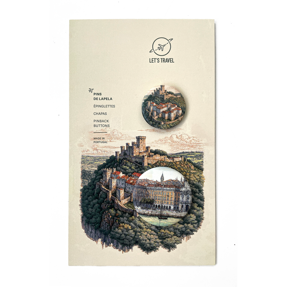 Conjunto Pins de Lapela Ilustração Portugal