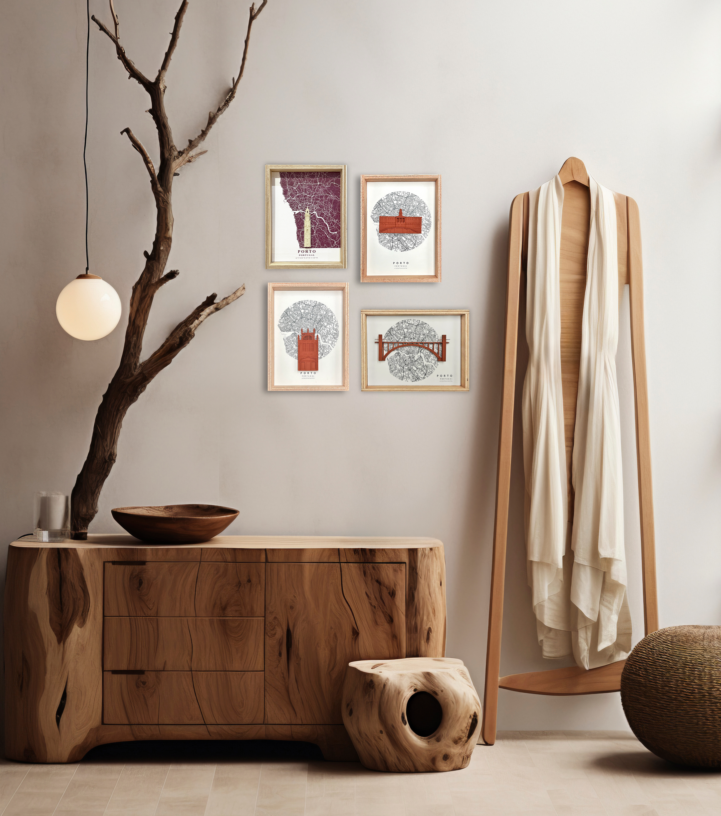 Quadro Decorativo — Mapa do Porto com Peça 3D