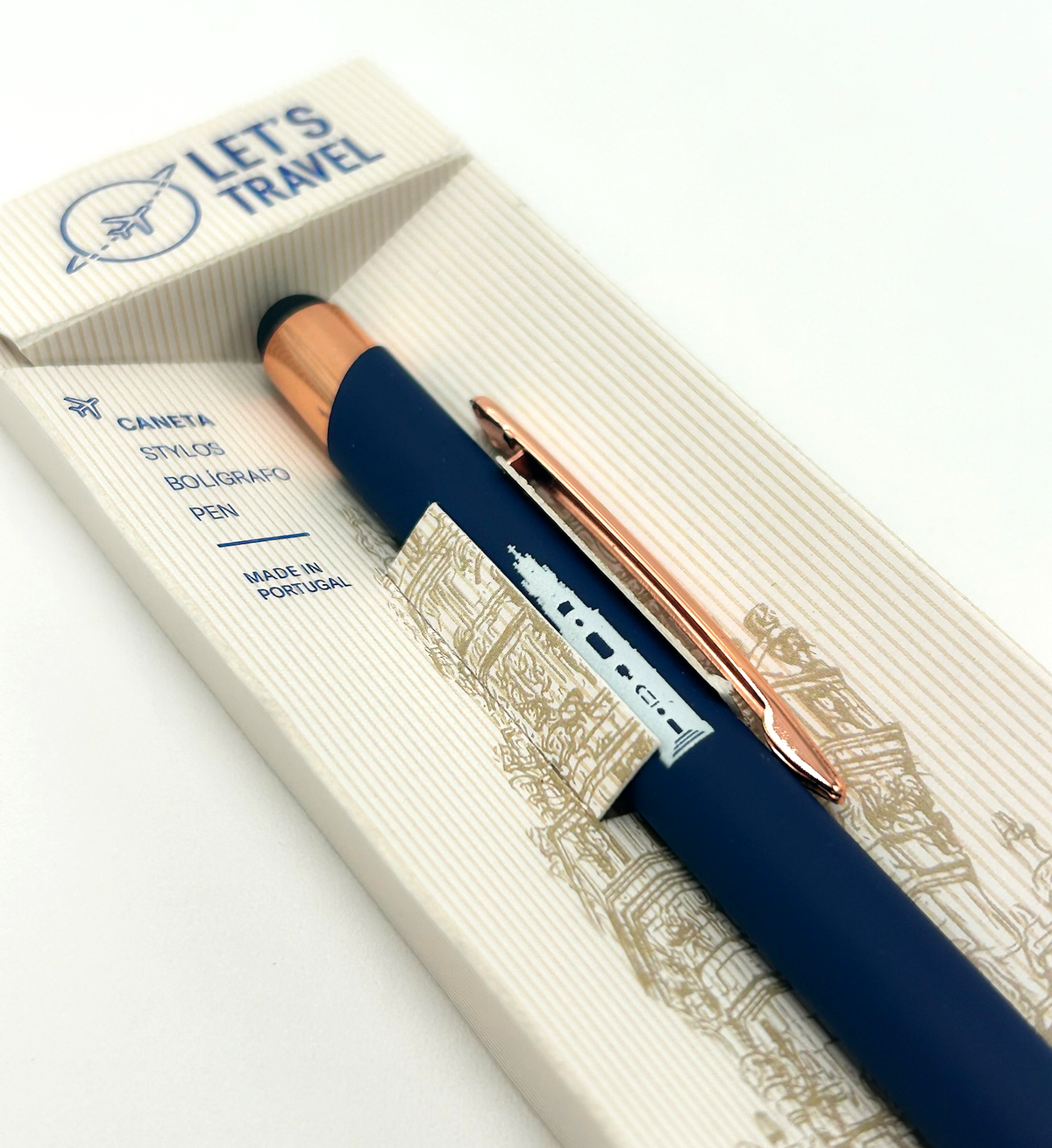 Blue Ballpoint Pen with Tactile Tip, Torre dos Clérigos illustration