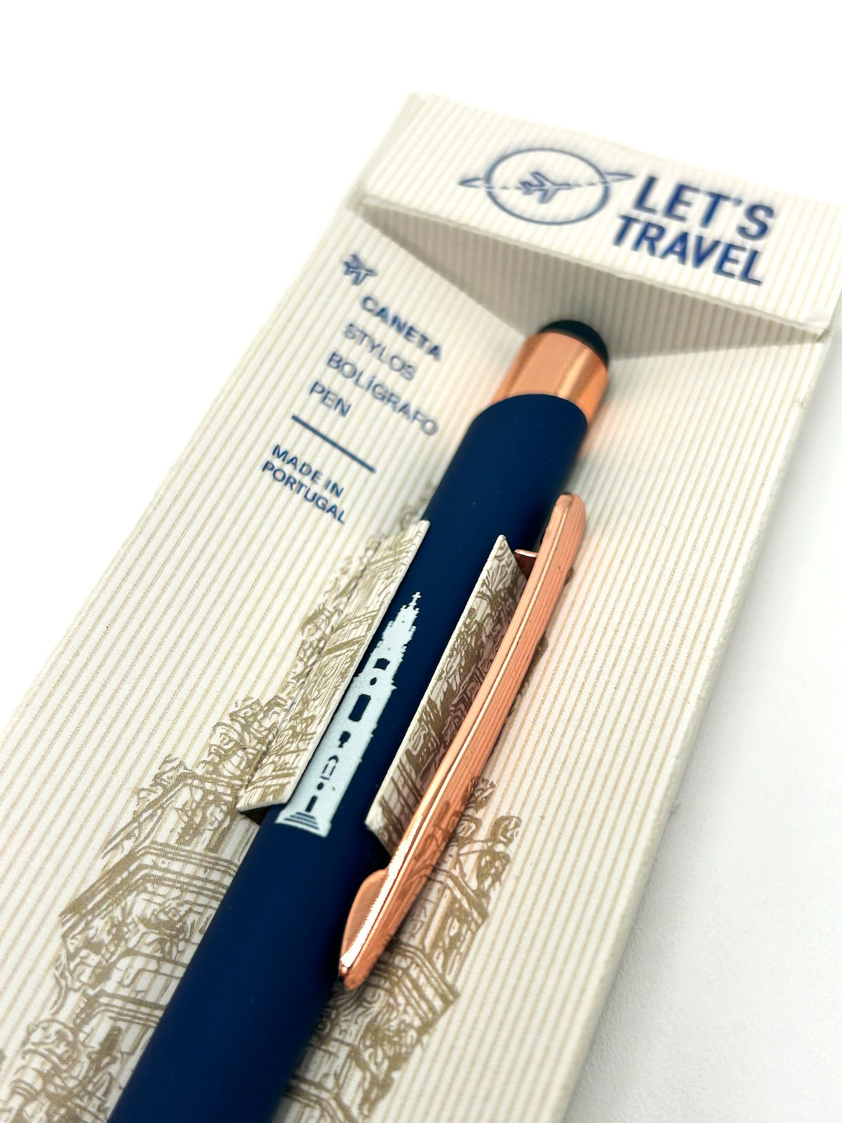 Blue Ballpoint Pen with Tactile Tip, Torre dos Clérigos illustration