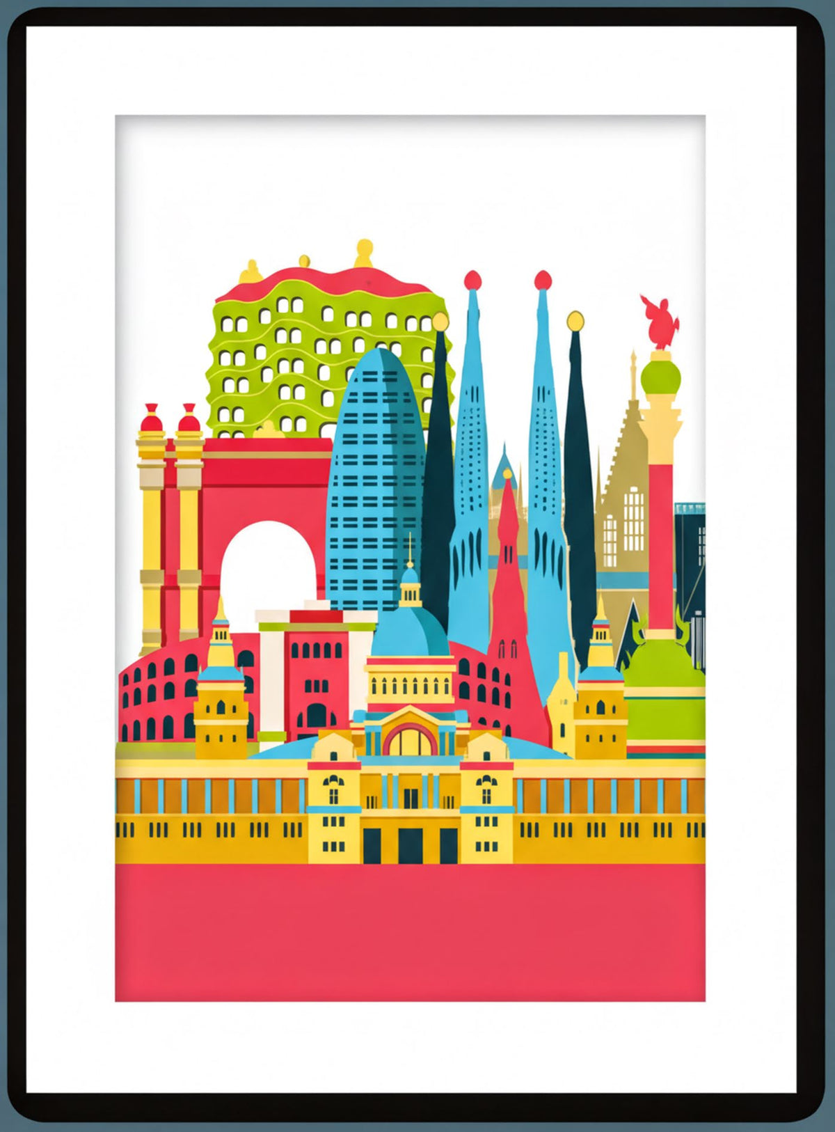 A collage of colorful, stylized cityscapes, including skyscrapers, landmarks, and architectural elements, arranged in a visually appealing manner.