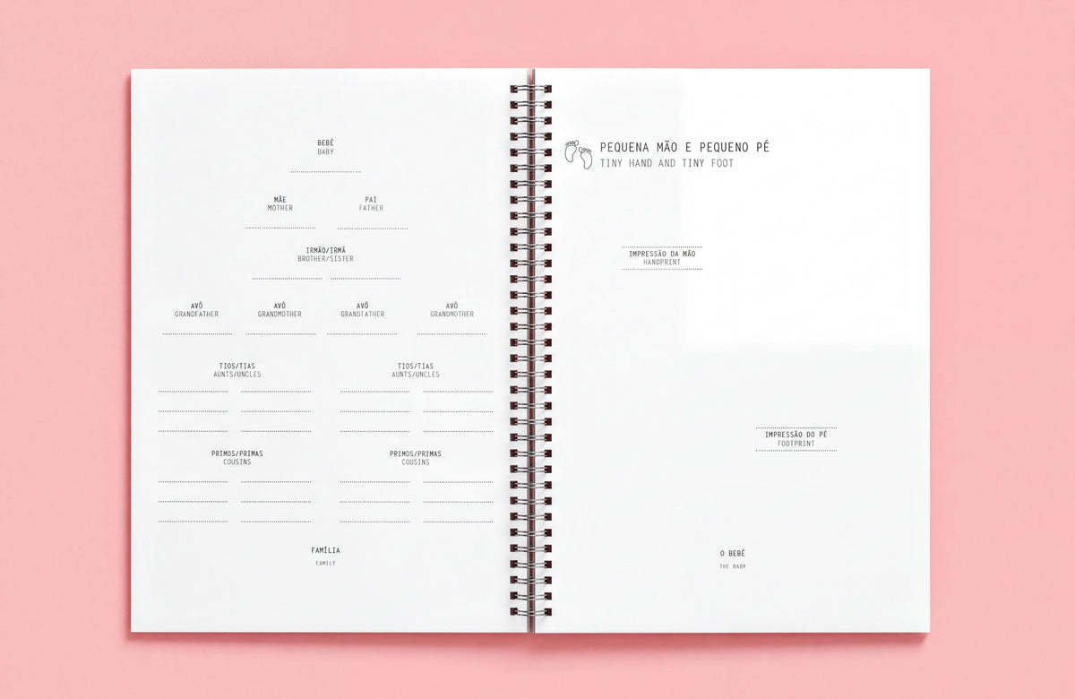The image is a spiral-bound notebook with a blank page on the left side, and a page with text on the right side. The notebook appears to be open, and the page on the right side contains text that is too small to read clearly.