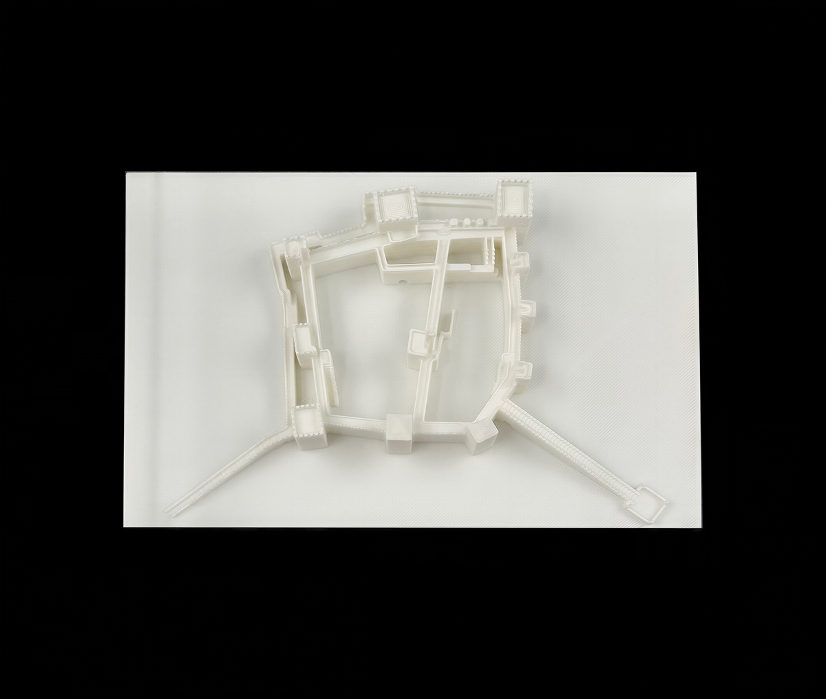 The image is a white 3D model of a structure, possibly a castle or fortress, displayed on a white background.