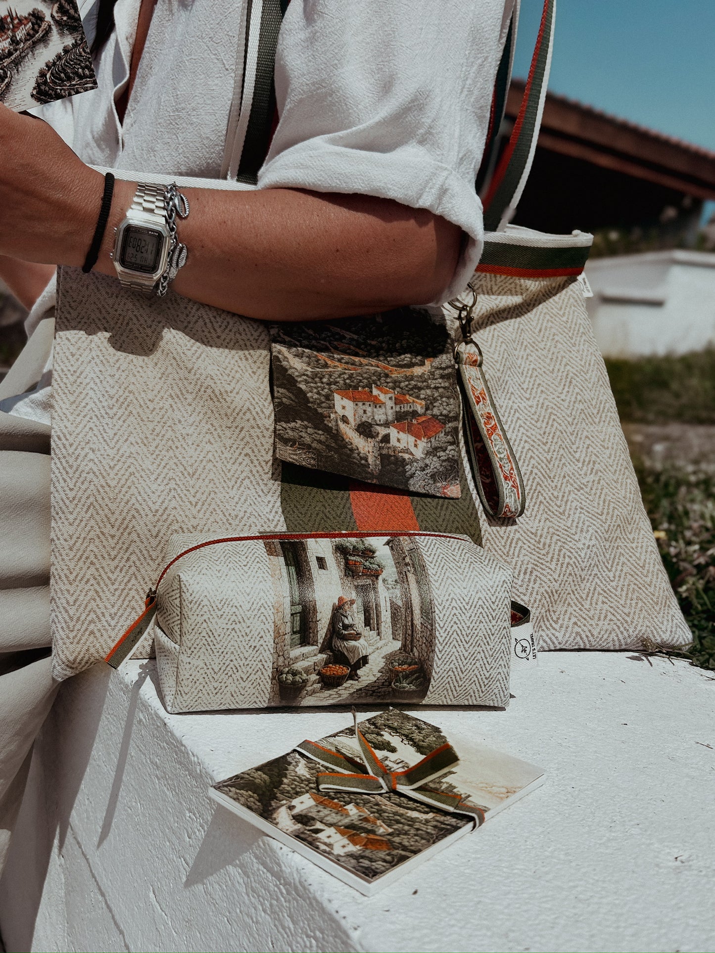 Tote Bag com Bolso e Porta-chaves ilustração Portugal