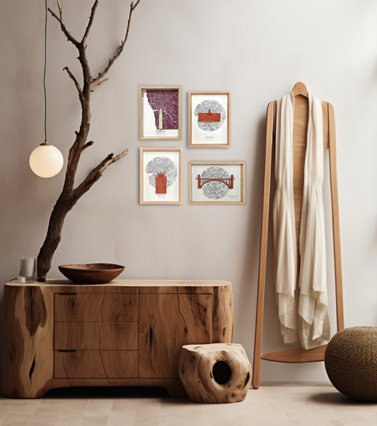 Quadro Decorativo — Mapa do Porto com Peça 3D