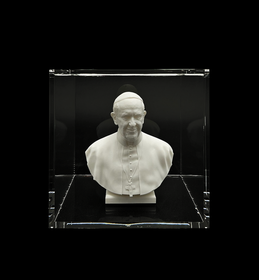 Busto do Papa Francisco em 3D - Edição Colecionável em Caixa de Acrílico