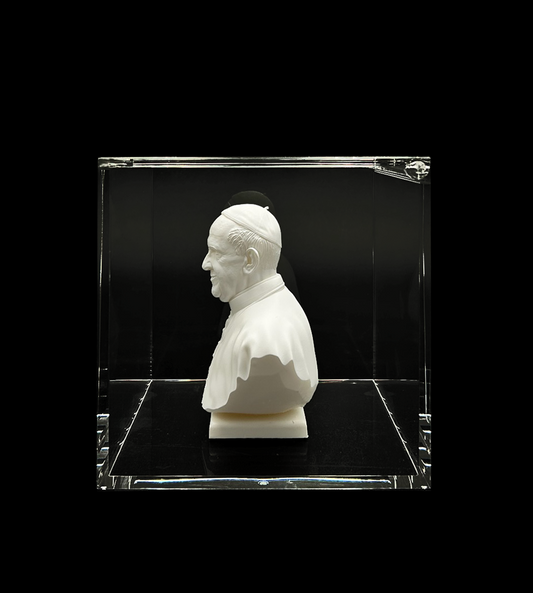 Busto do Papa Francisco em 3D - Edição Colecionável em Caixa de Acrílico